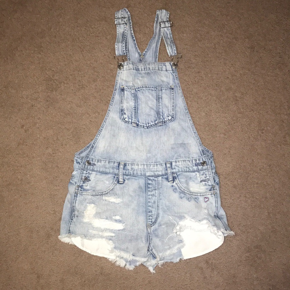 AE Light Wash Distressed Overalls